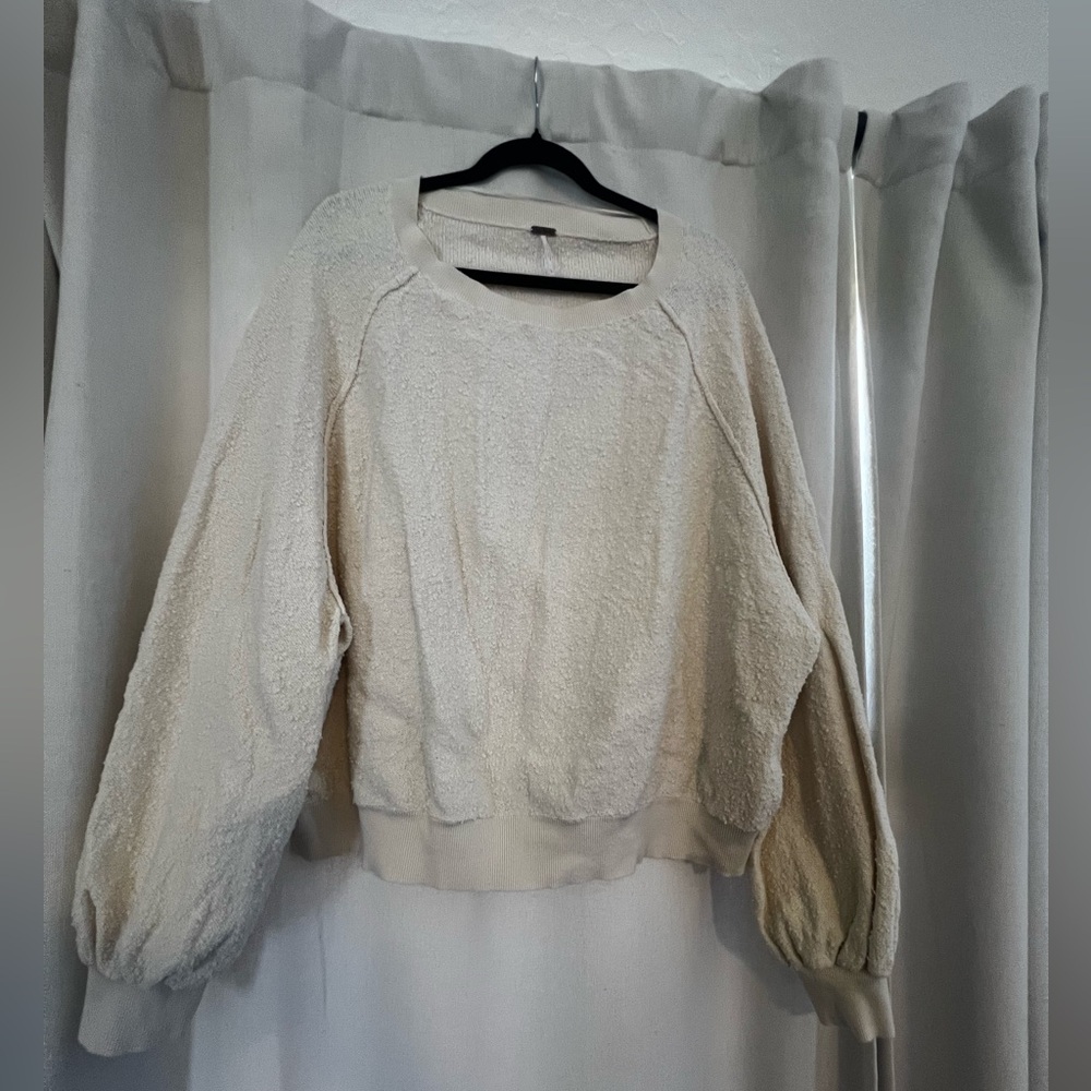 Free People Cozy Cream Bouclé Crewneck Sweater - Women